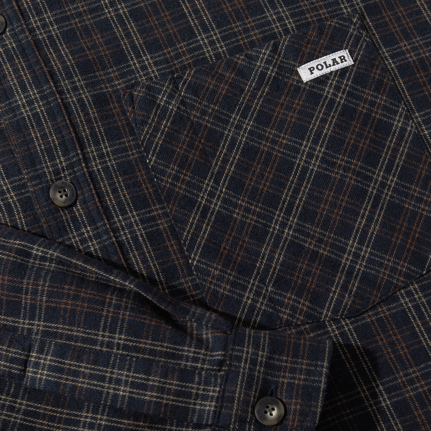 Polar Mitchell LS Shirt Flannel Navy/Brown