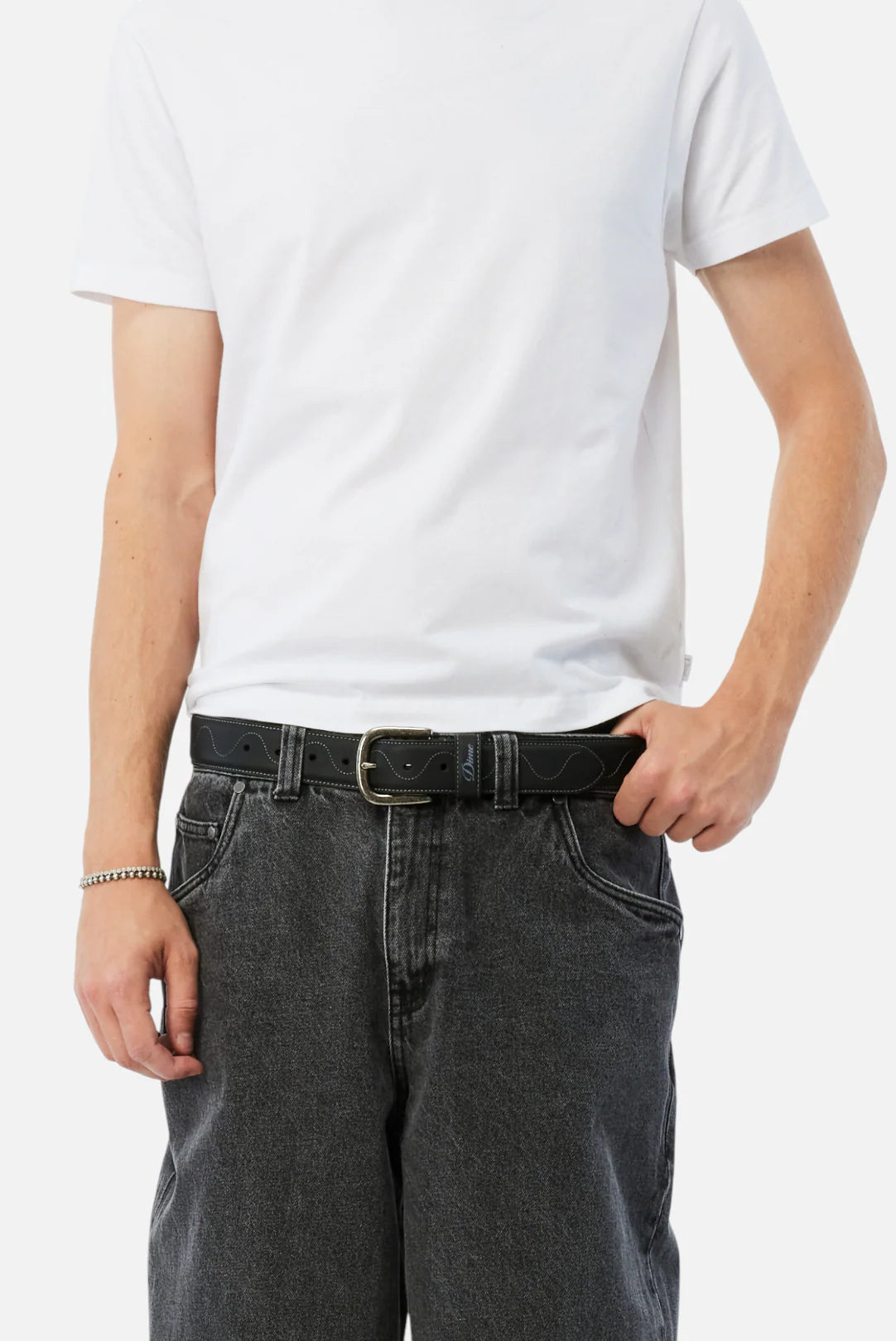 Dime Desert Leather Belt Black