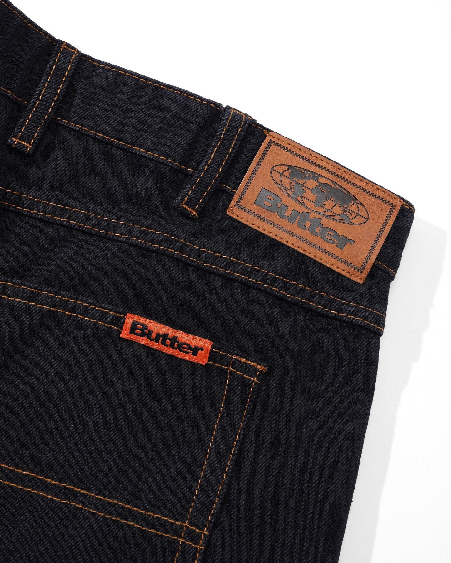Butter Baggy Denim Shorts, Washed Black