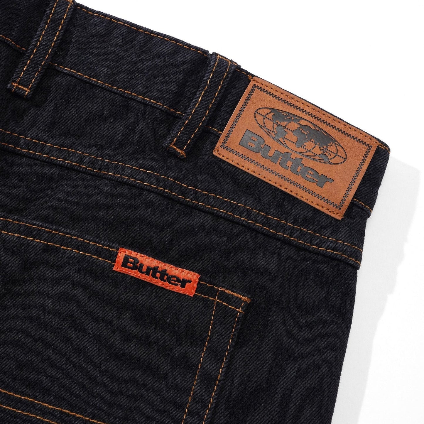 Butter Baggy Denim Shorts, Washed Black