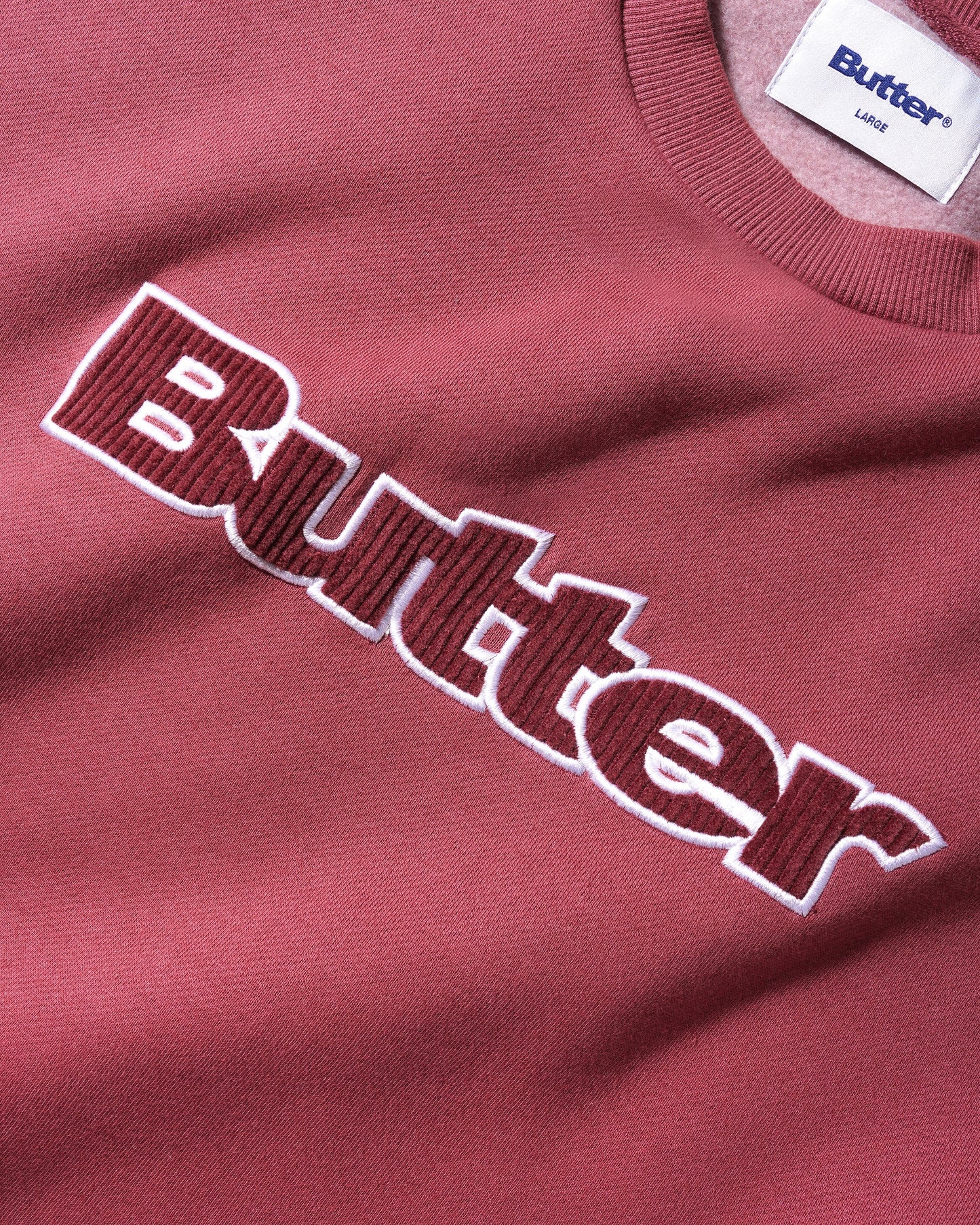 Butter Goods Cord Logo Crewneck Rhubarb