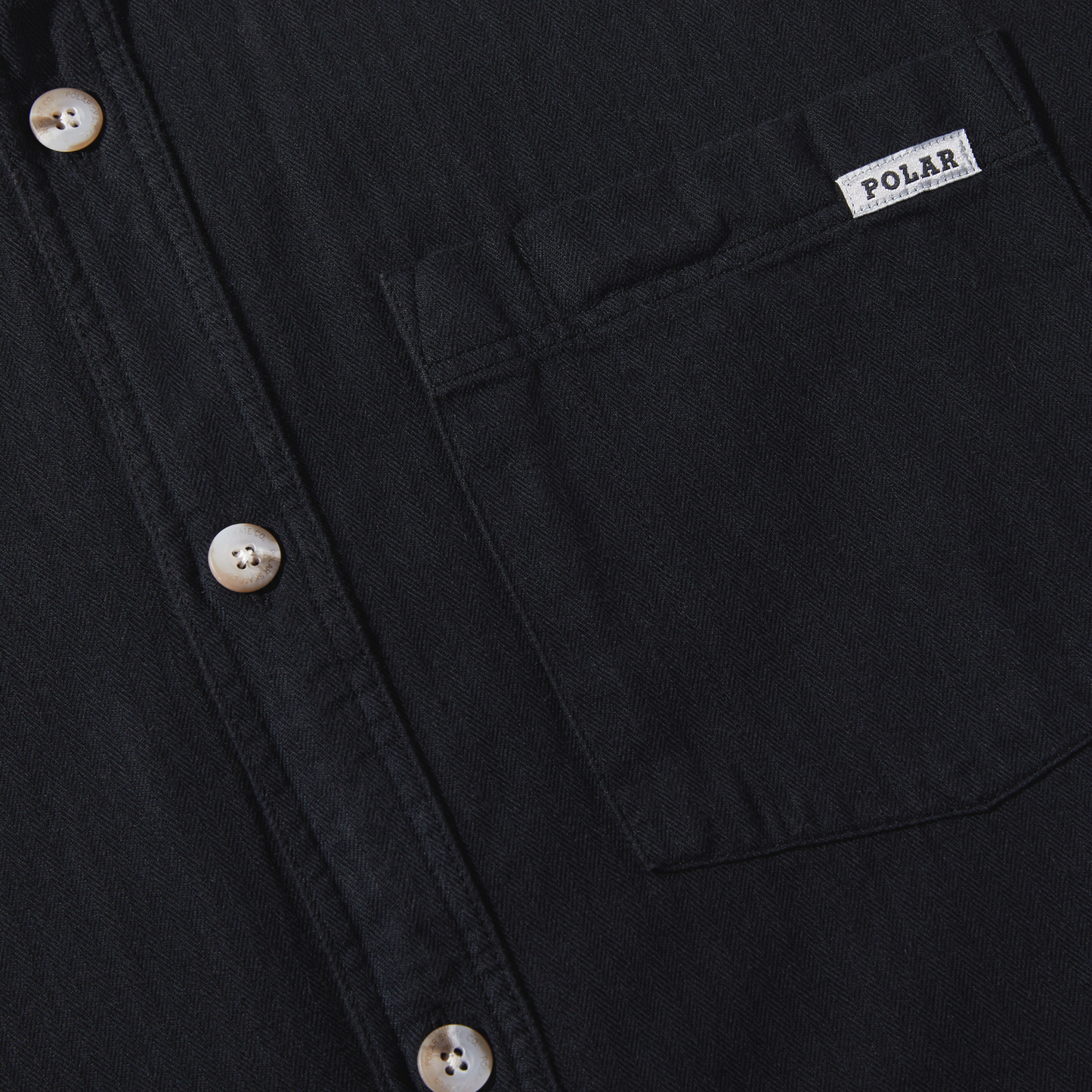 Polar Mitchell Herringbone LS Shirt Black