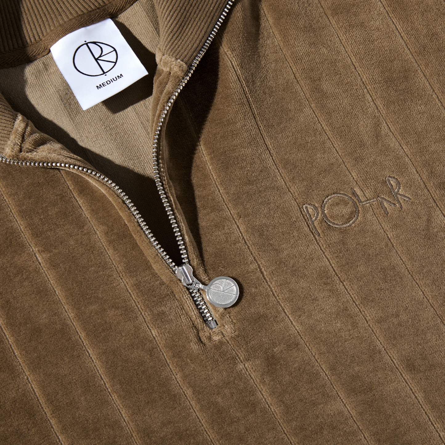 Polar Stripe Velour Zip Neck Sweatshirt Beech
