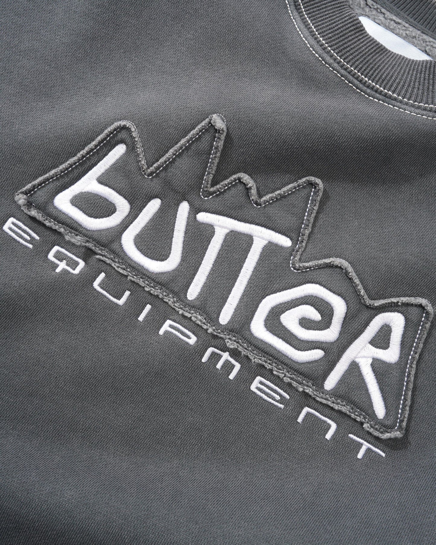 Butter Equipment Applique Crewneck Washed Black