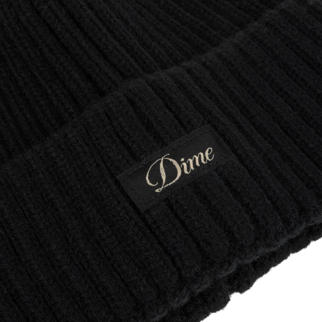 Dime Cursive Rib Beanie Black
