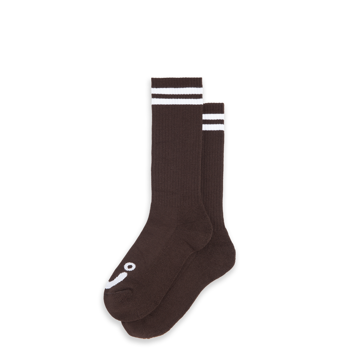 Polar Rib Socks | Long | Happy Sad - Brown/White