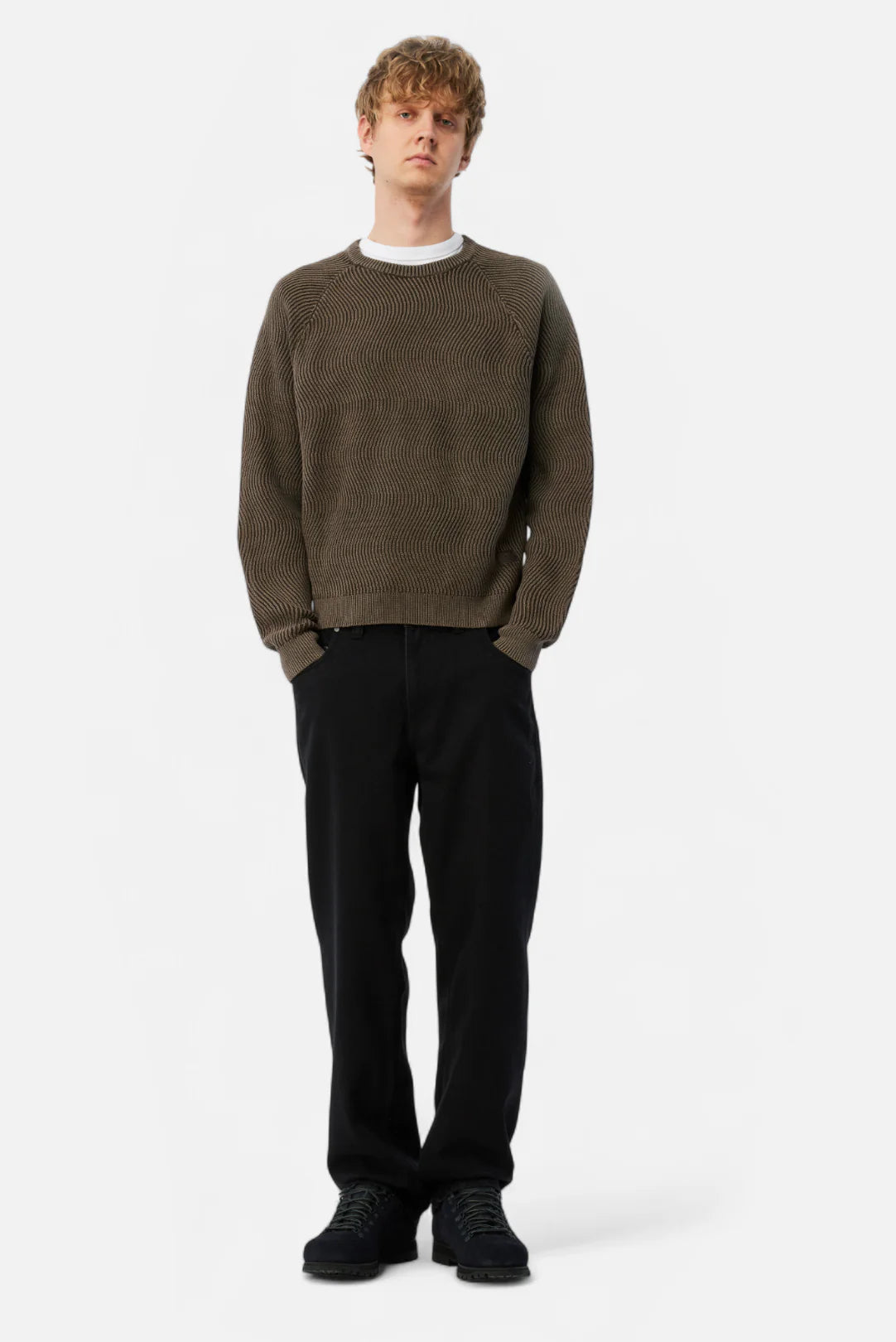 Dime Wave Knit Sweater Brown