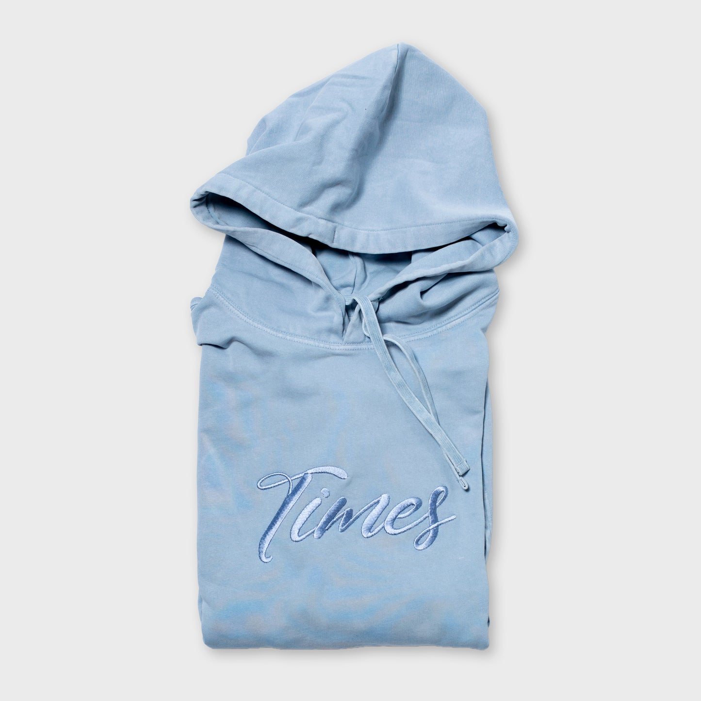 Times Dyed Cursive Hoodie Dyed Blue