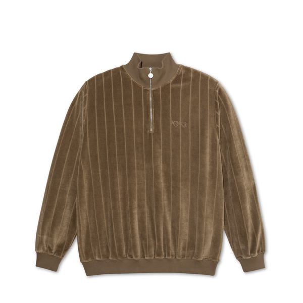 Polar Stripe Velour Zip Neck Sweatshirt Beech