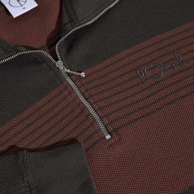 Polar Surf Half Zip Ls Shirt Pique Dirty Black Brownstone