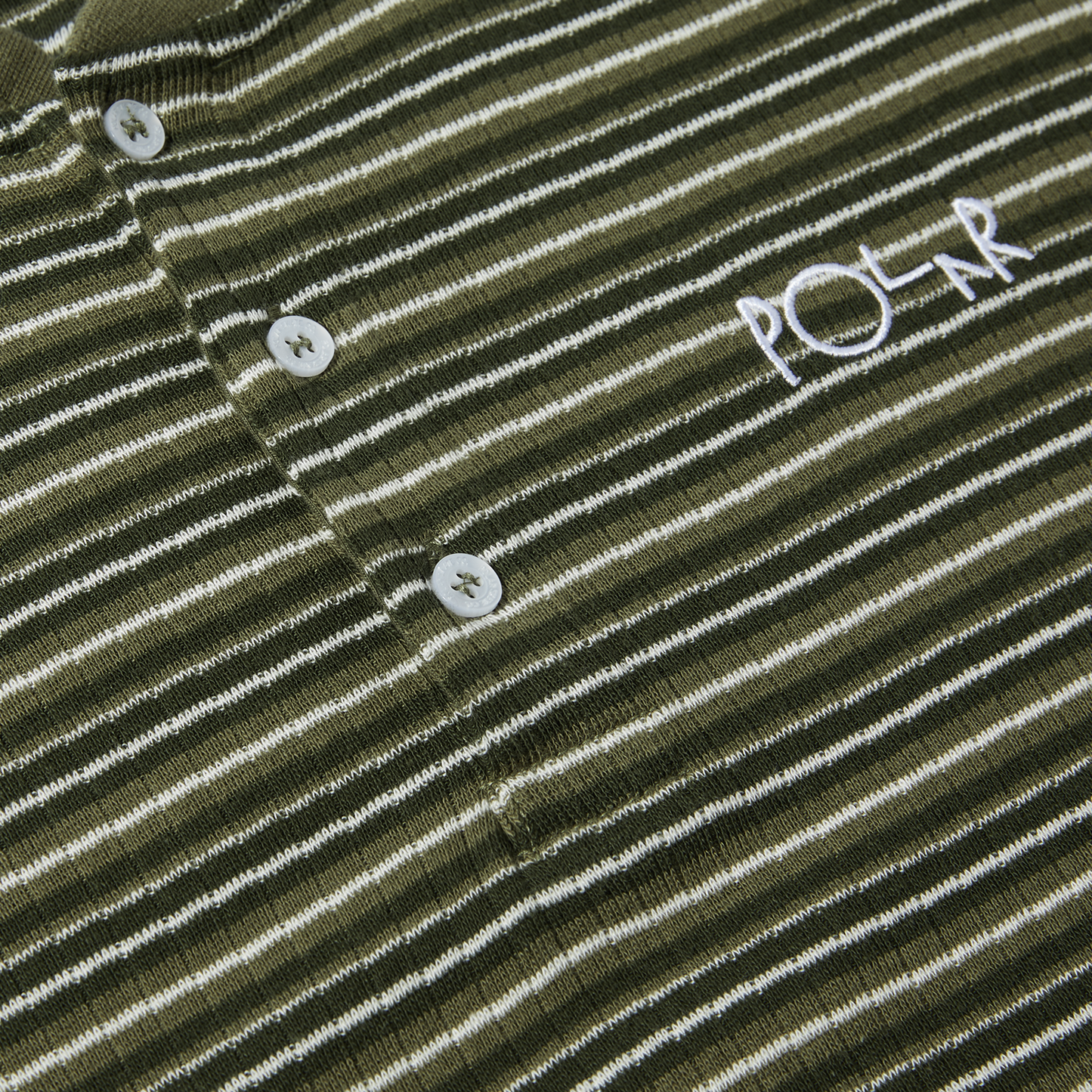 Polar Stripe Rib Henley Tee Uniform Green