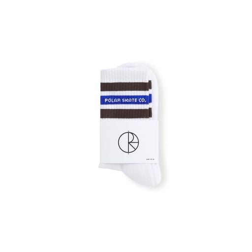 Polar Fat Stirpe Socks White Brown Blue