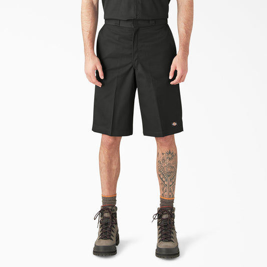Dickies Loose Fit Flat Front Work Shorts, 13" Black