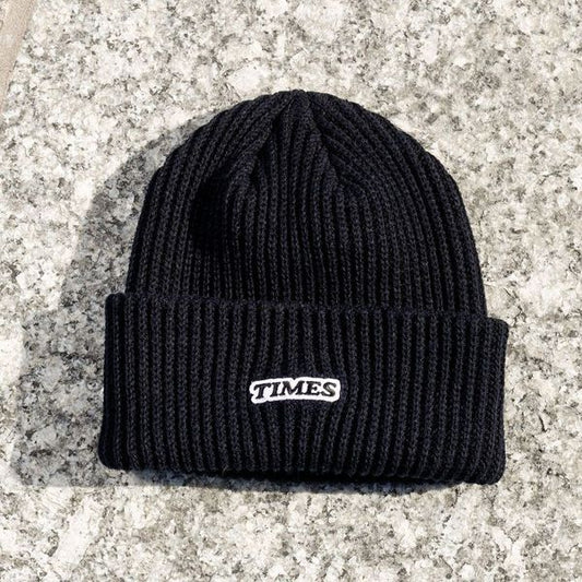 Times Logo Rib Beanie Black