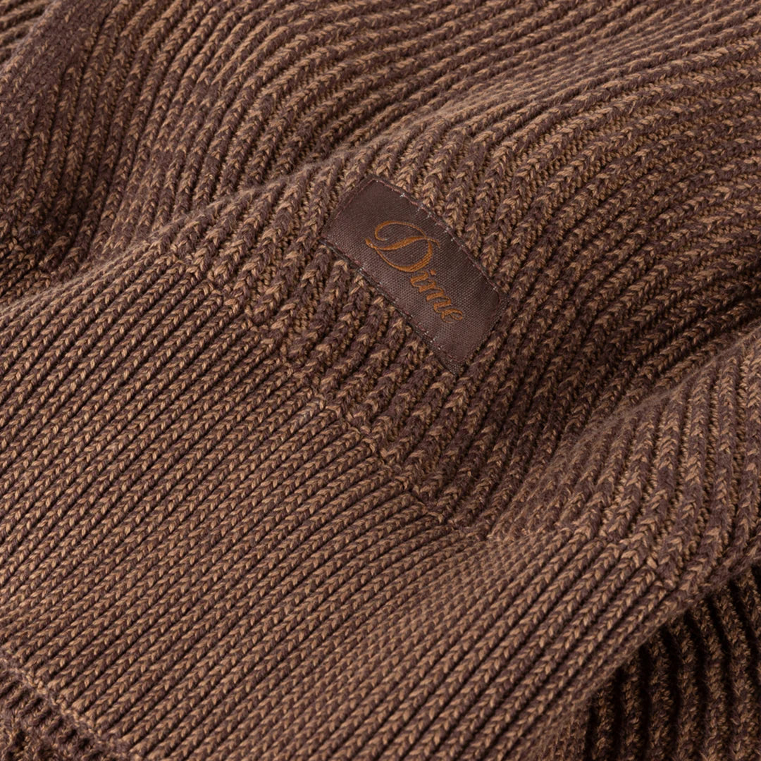 Dime Wave Knit Scarf Brown
