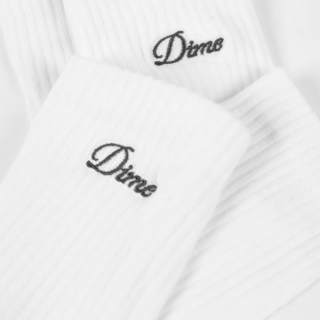 Dime Two Pack Crew Socks White