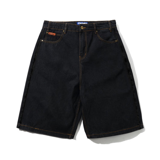Butter Baggy Denim Shorts, Washed Black
