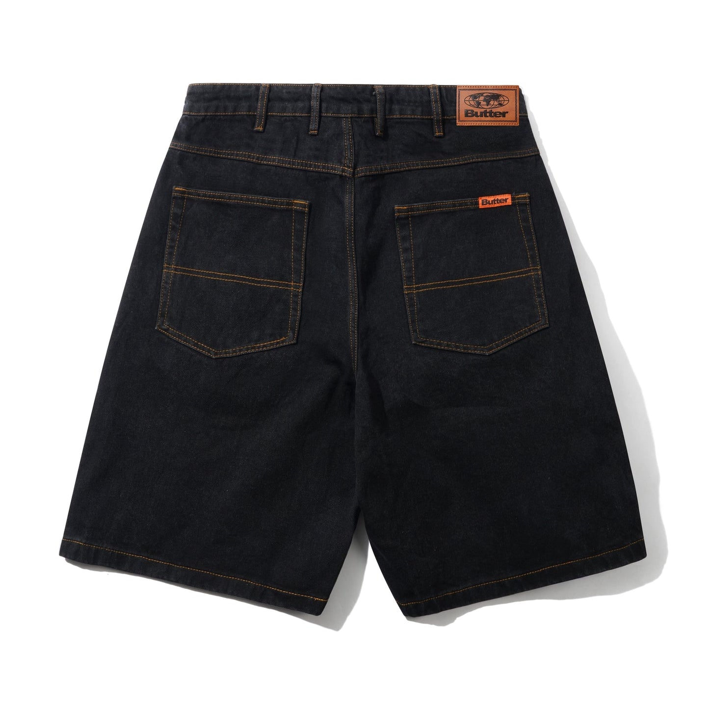 Butter Baggy Denim Shorts, Washed Black