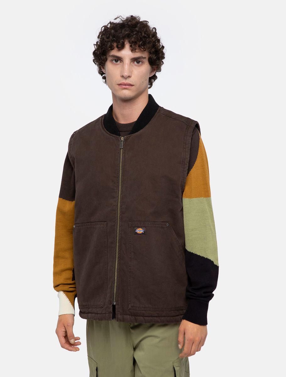 Dickies Duck Canvas Lined Vest Dark Brown