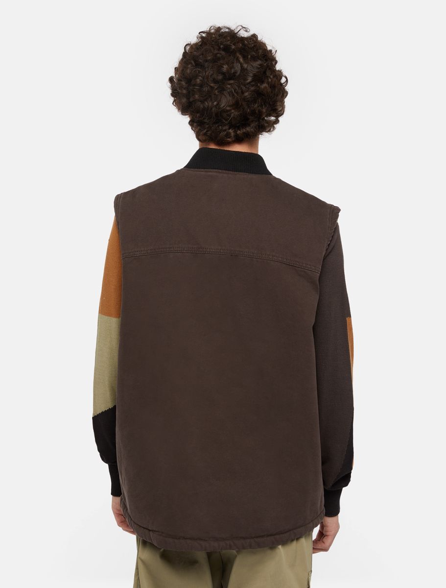 Dickies Duck Canvas Lined Vest Dark Brown