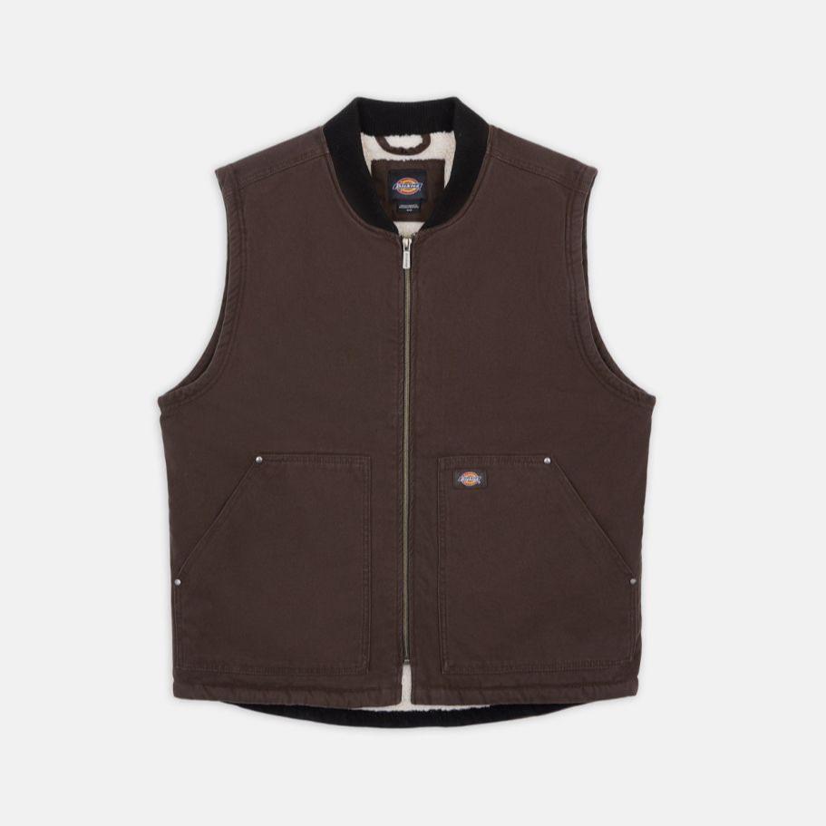 Dickies Duck Canvas Lined Vest Dark Brown