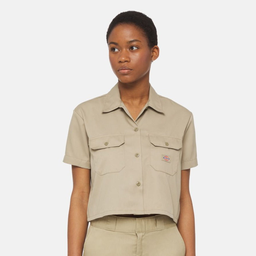 Dickies Cropped Short Sleeve Work Shirt Khaki