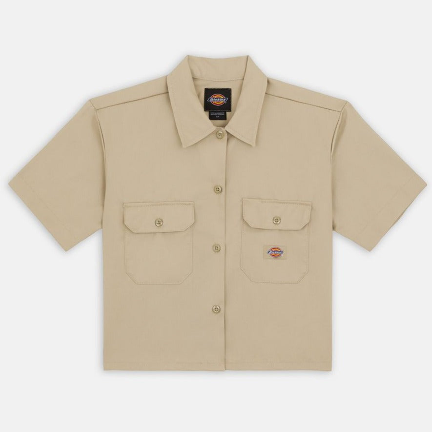 Dickies Cropped Short Sleeve Work Shirt Khaki