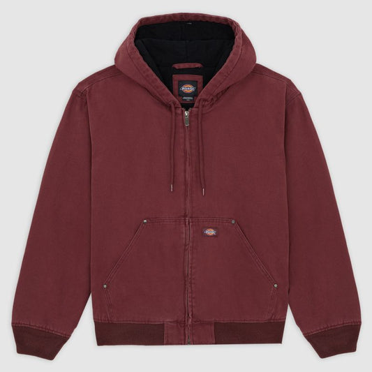 Dickies Hilham Hooded Canvas Jacket Burgundy