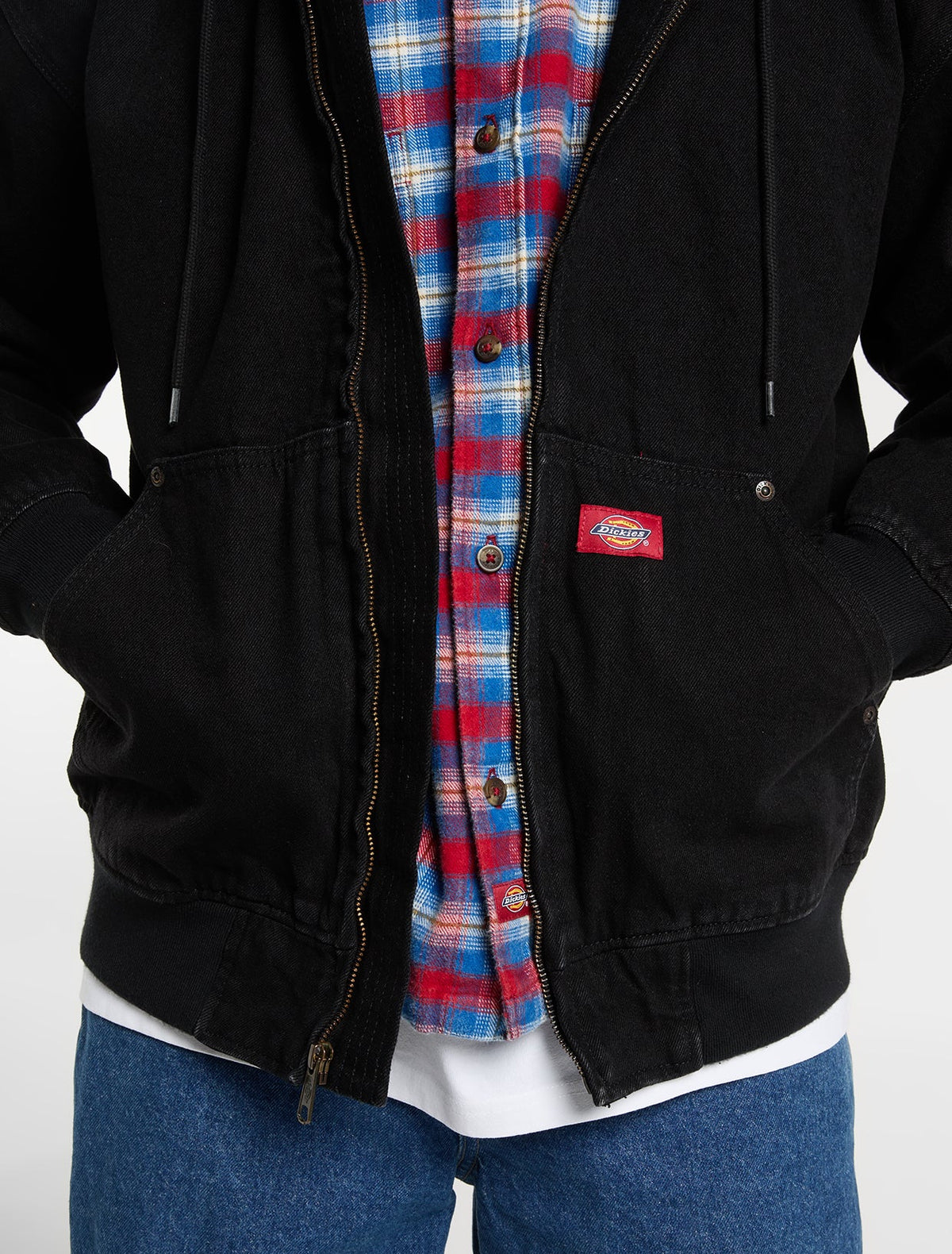Dickies Lined Denim Hooded Bomber Jacket Black