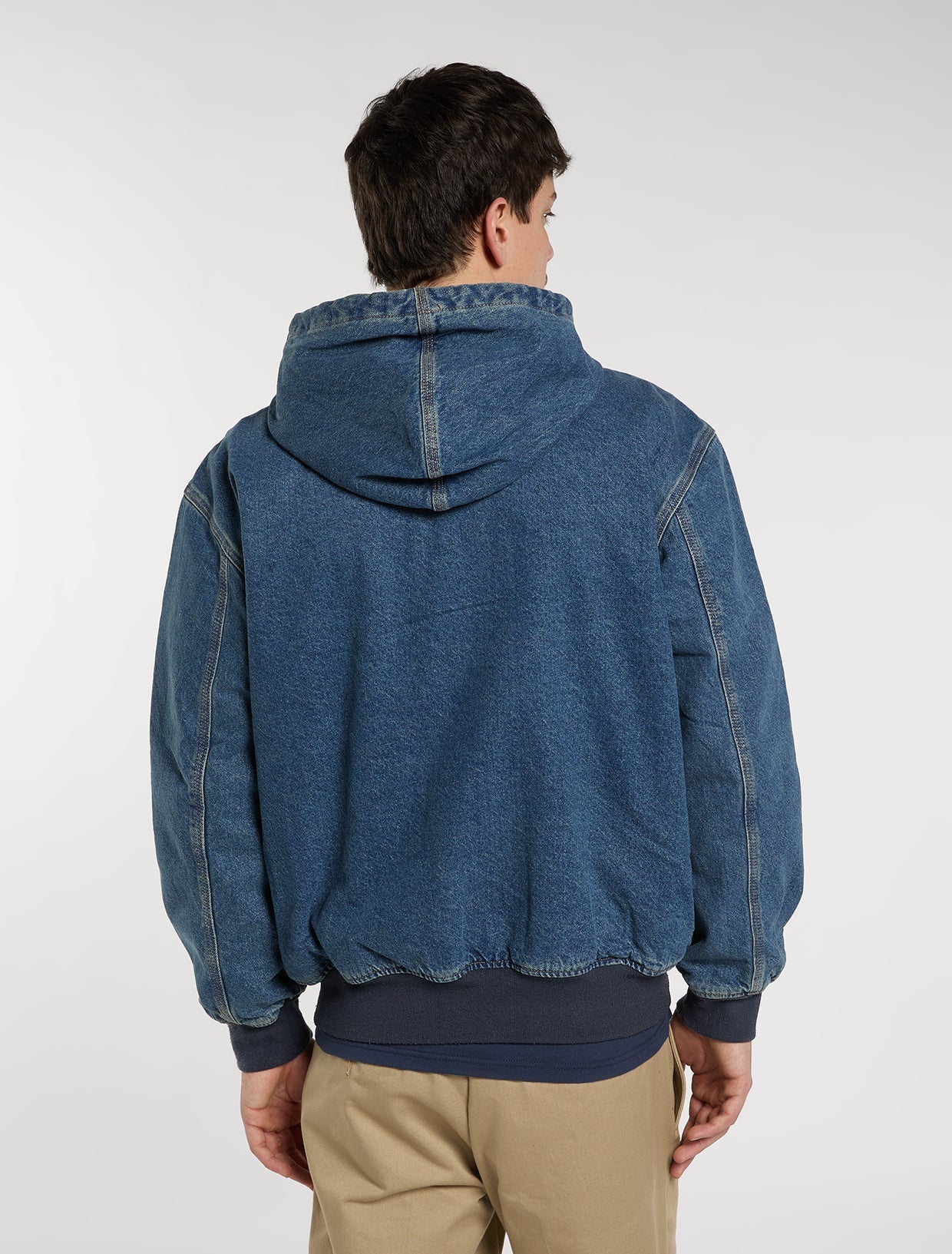 Dickies Lined Denim Hooded Bomber Jacket Mid Blufad Wash