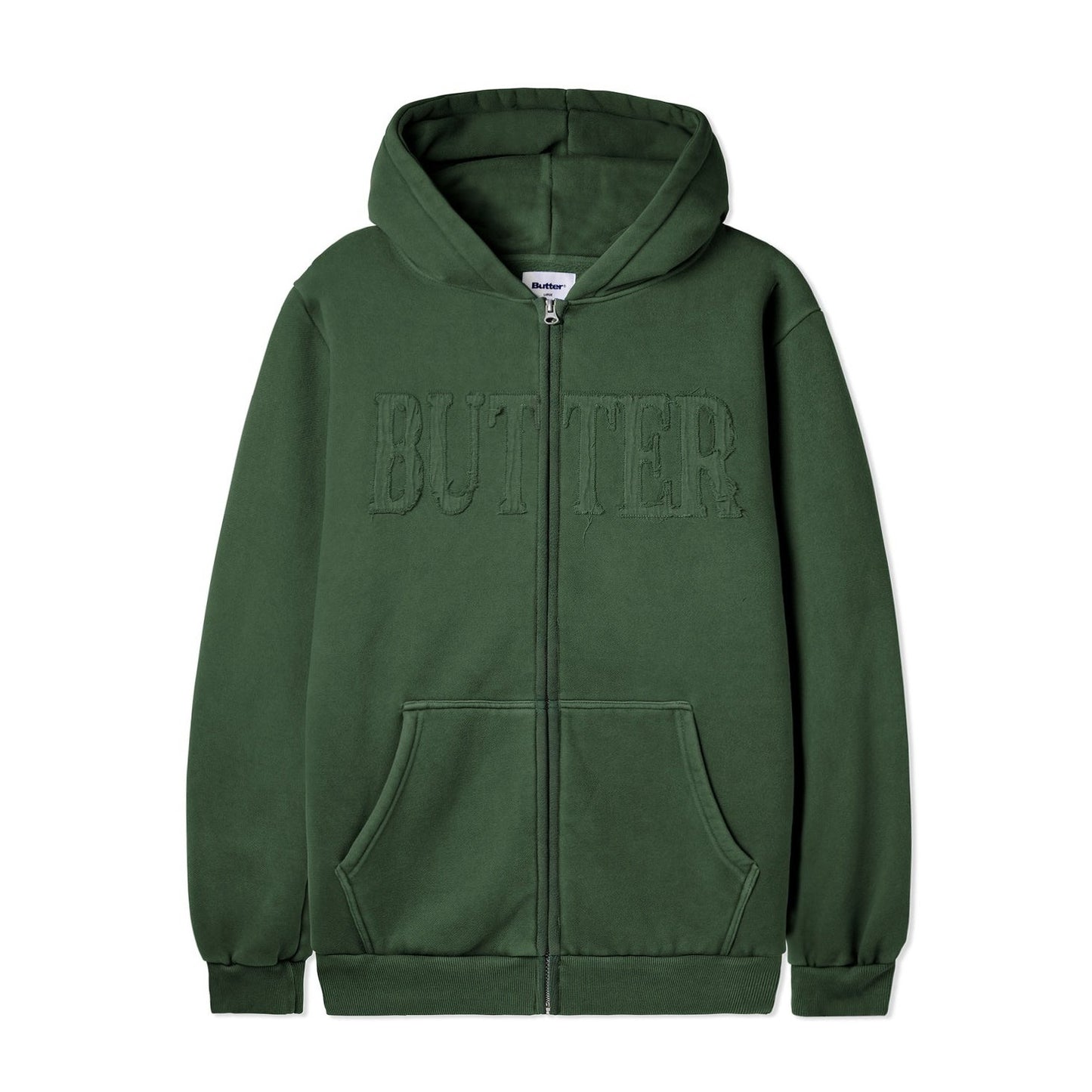 Butter Goods Fabric Applique Zip Hoodie Washed Army