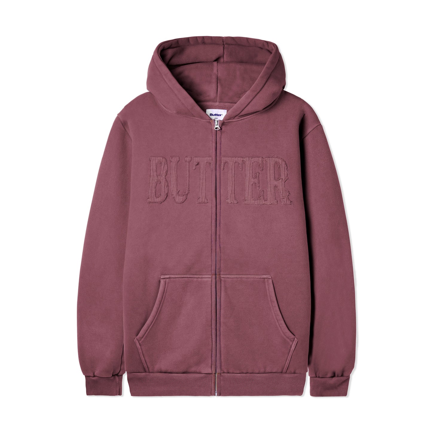 Butter Goods Fabric Applique Zip Hoodie Washed Rhubarb