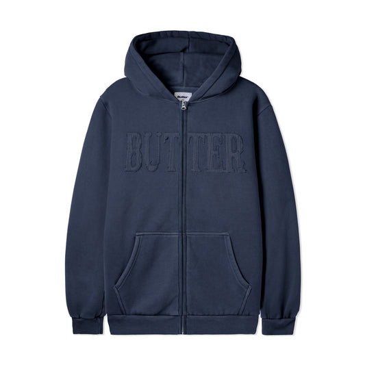 Butter Goods Fabric Applique Zip Hoodie Washed Slate