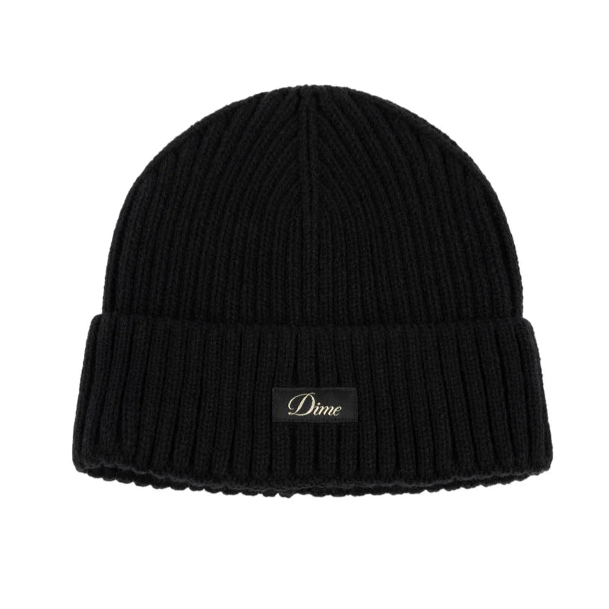 Dime Cursive Rib Beanie Black