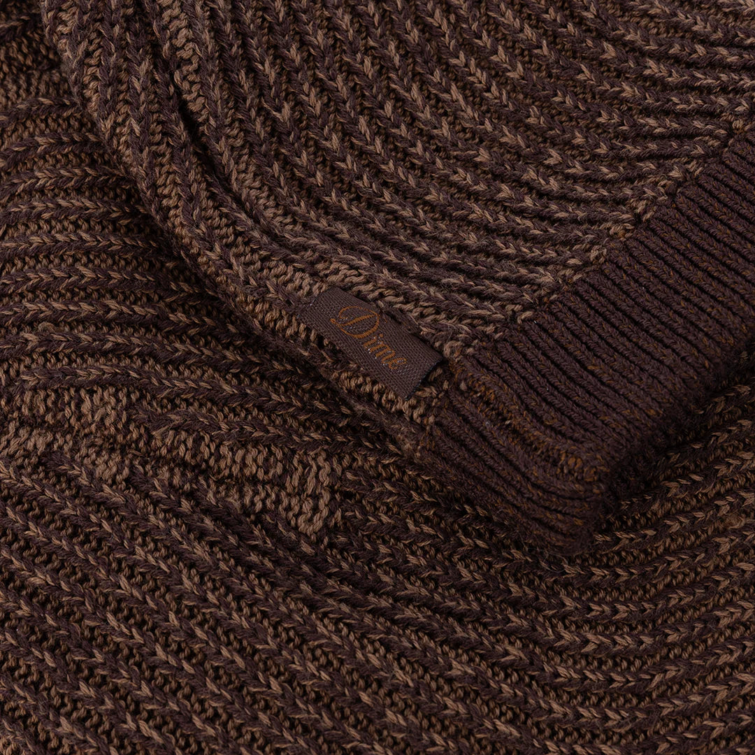 Dime Wave Knit Skully Beanie Brown