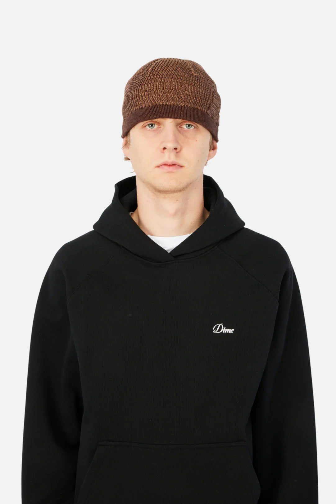 Dime Wave Knit Skully Beanie Brown