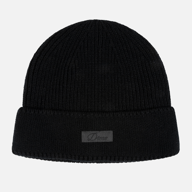 Dime Cursive Rib Beanie Black