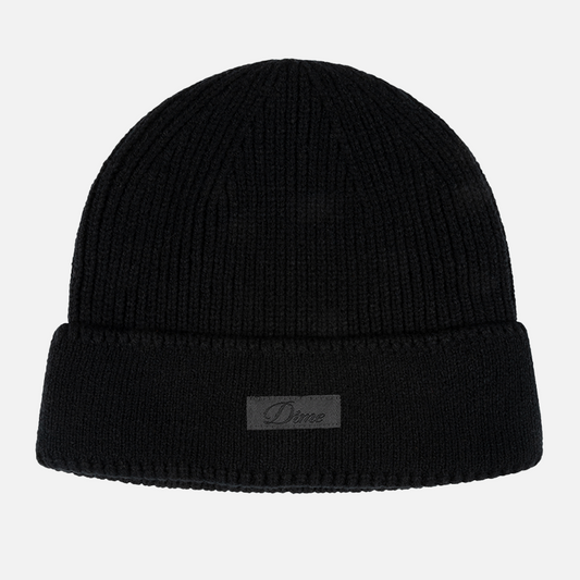 Dime Cursive Rib Beanie Black