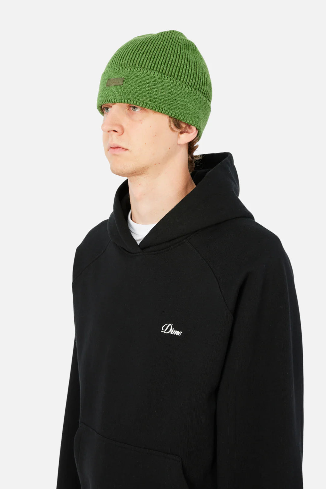 Dime Cursive Rib Beanie Khaki Green