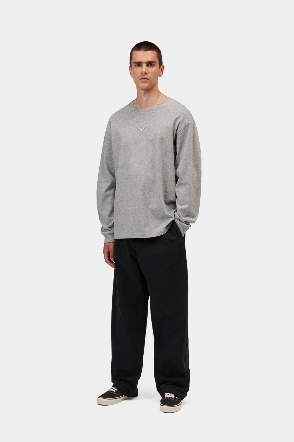Carhartt WIP L/S Chase T-Shirt Grey Heather/Gold