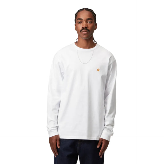 Carhartt WIP L/S Chase T-Shirt White / Gold