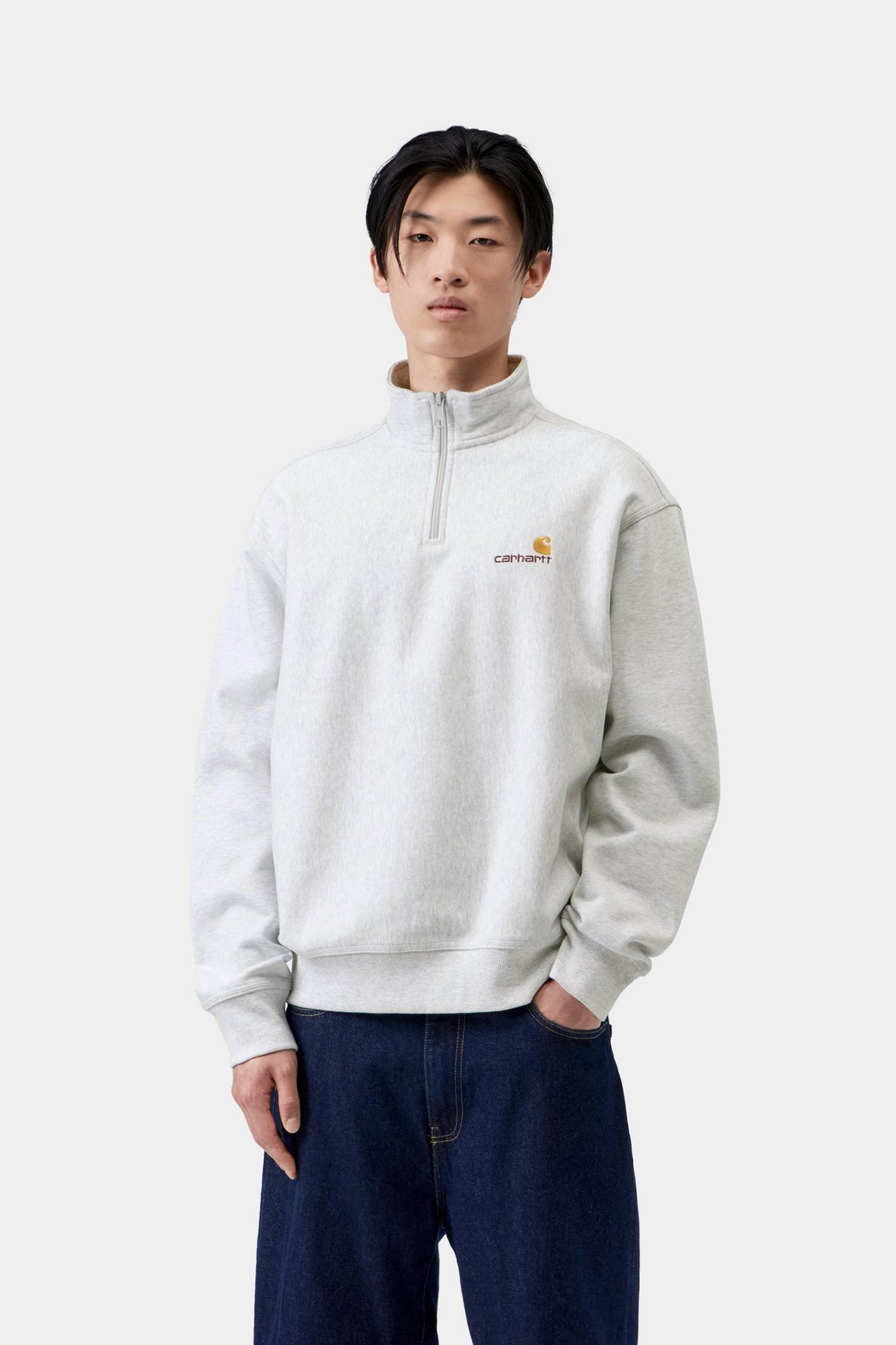 Carhartt WIP Half Zip American Script Sweat Ash Heather