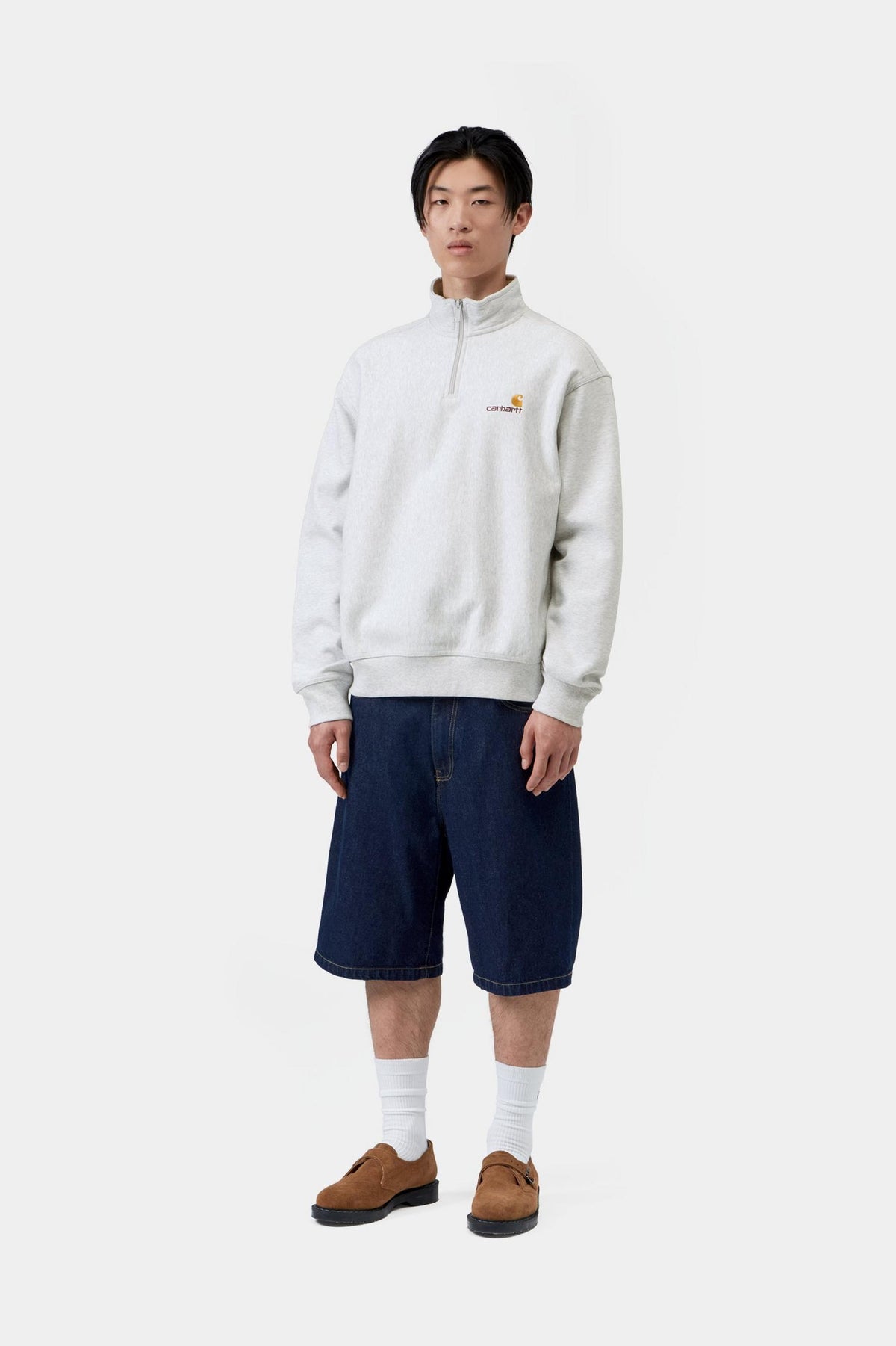Carhartt WIP Half Zip American Script Sweat Ash Heather