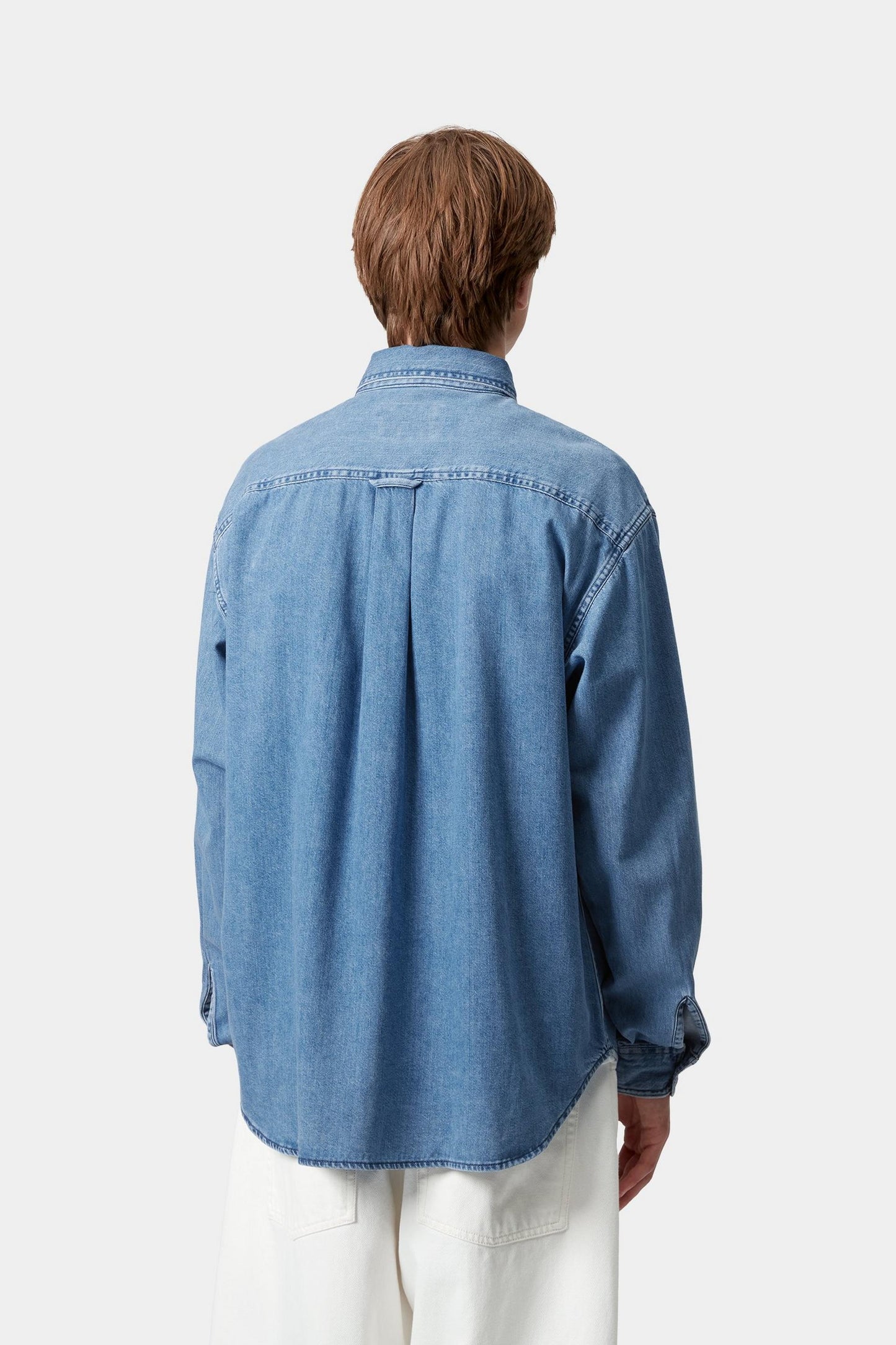Carhartt WIP L/S Lucas Shirt Blue, Stone washed