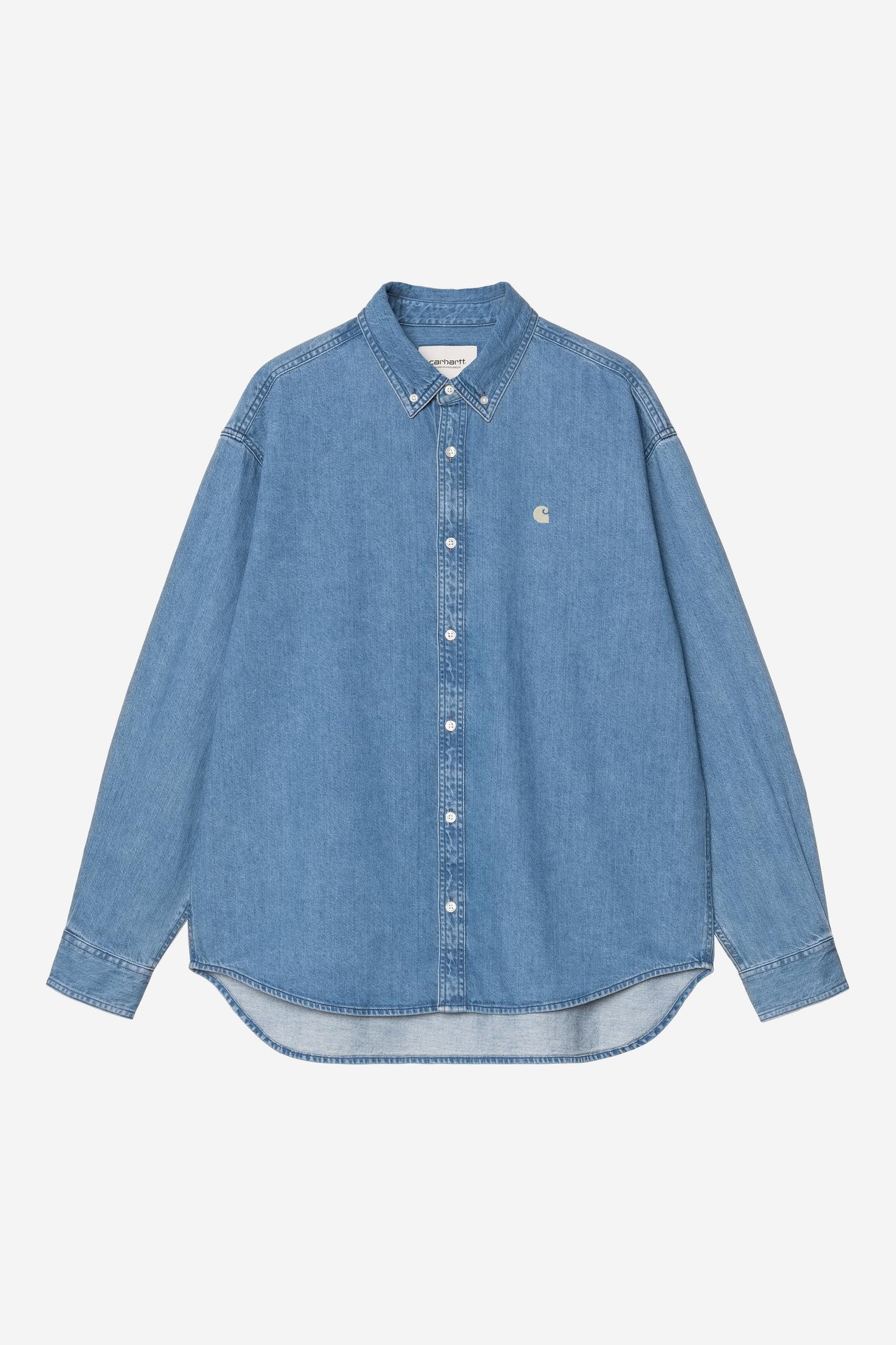 Carhartt WIP L/S Lucas Shirt Blue, Stone washed