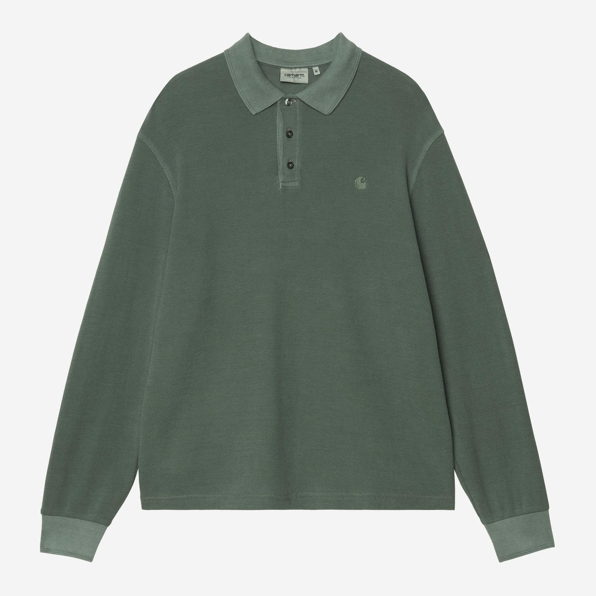 Carhartt WIP L/S Waffle Rugby Shirt Dark Scarab, Garment dyed