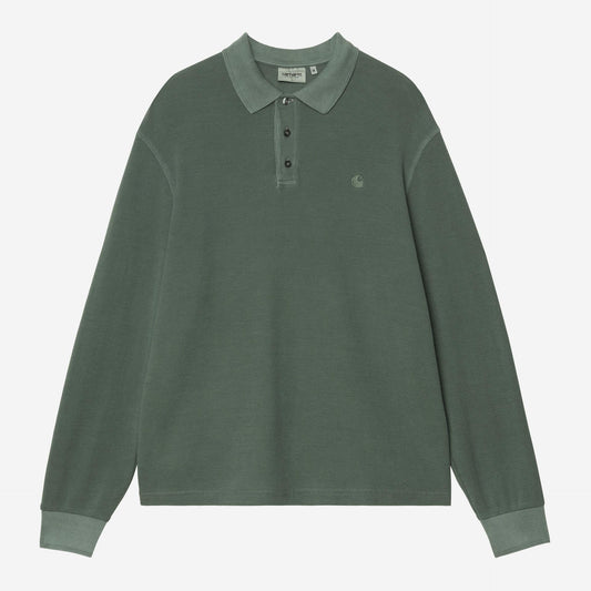 Carhartt WIP L/S Waffle Rugby Shirt Dark Scarab, Garment dyed
