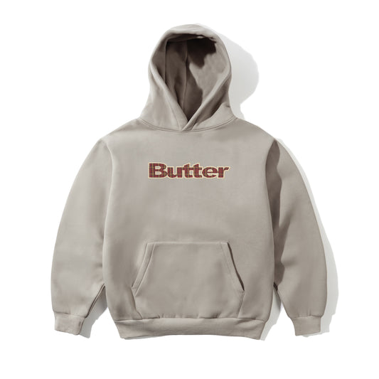 Butter Plaid Logo Applique Pullover Hood, Taupe