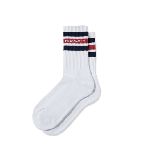 Polar Fat Stirpe Socks White Navy Red