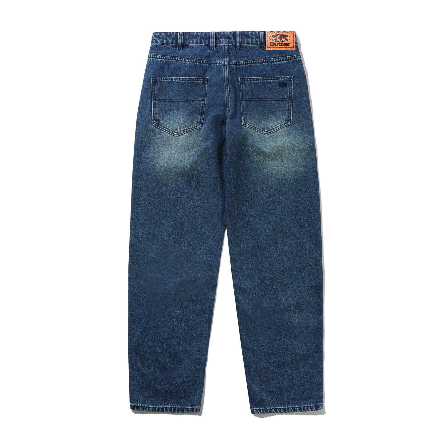 Butter Straight Leg Denim Jeans, Distressed Indigo